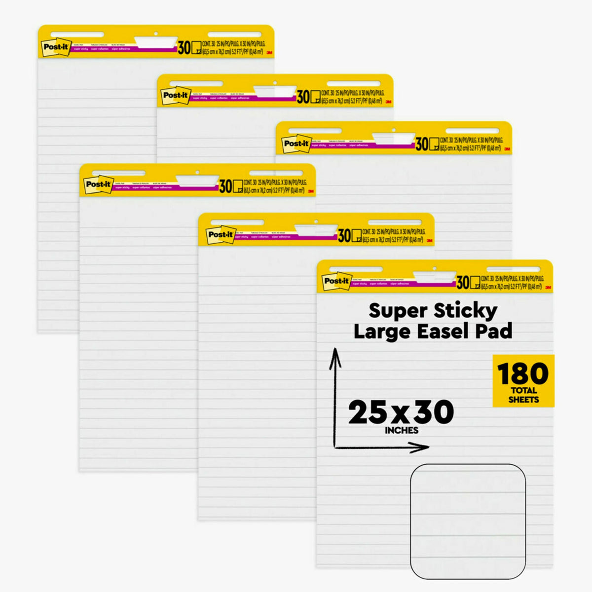 White Lined Easel Pad, 25 x 30 in, 6 Pads V322285