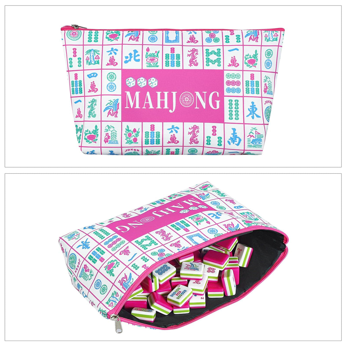 166 Acrylic Engraved Mahjong Tile Set with Carrying Bag G19992