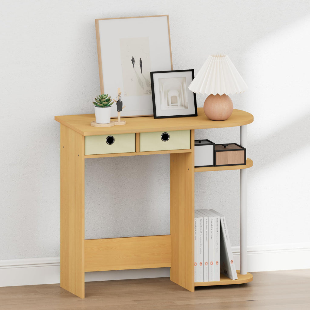32-Inch Oak Entryway Table with 2 Fabric Drawers X9416