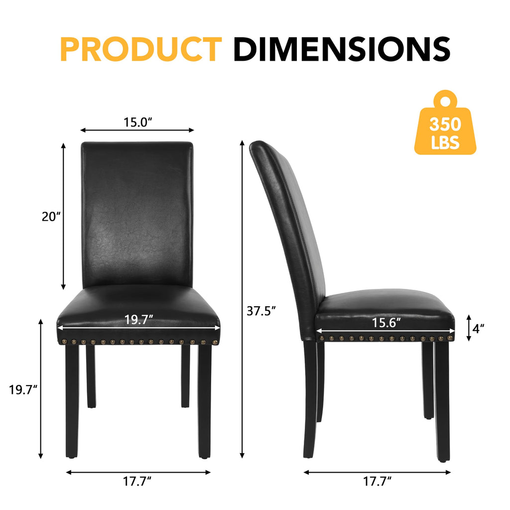 Black PU Leather Dining Chairs Set of 6 C6883