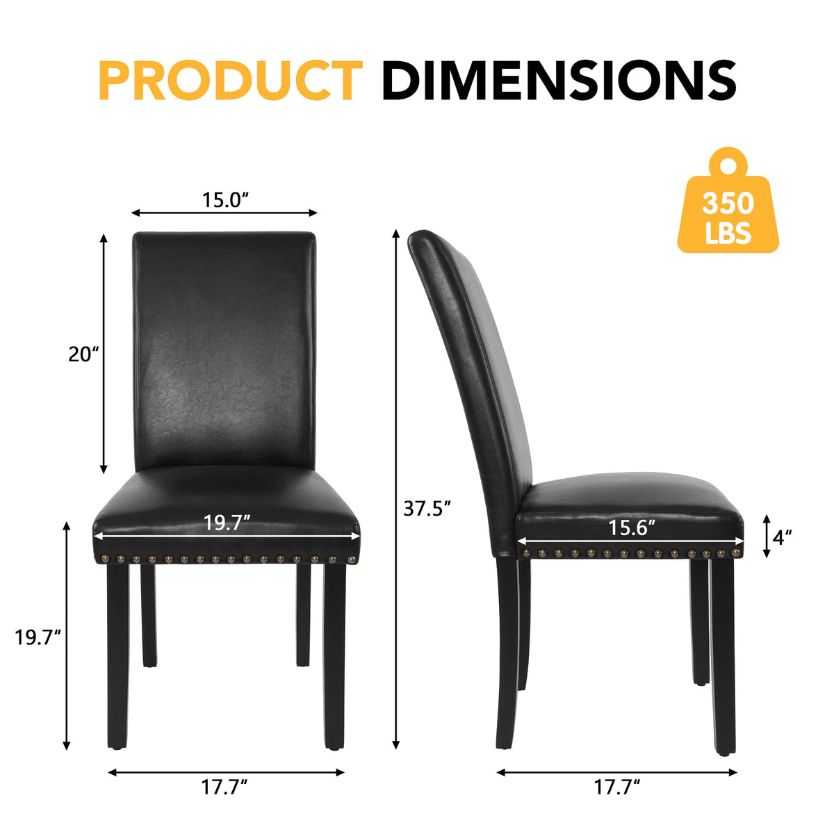 Black PU Leather Dining Chairs Set of 6 C6883