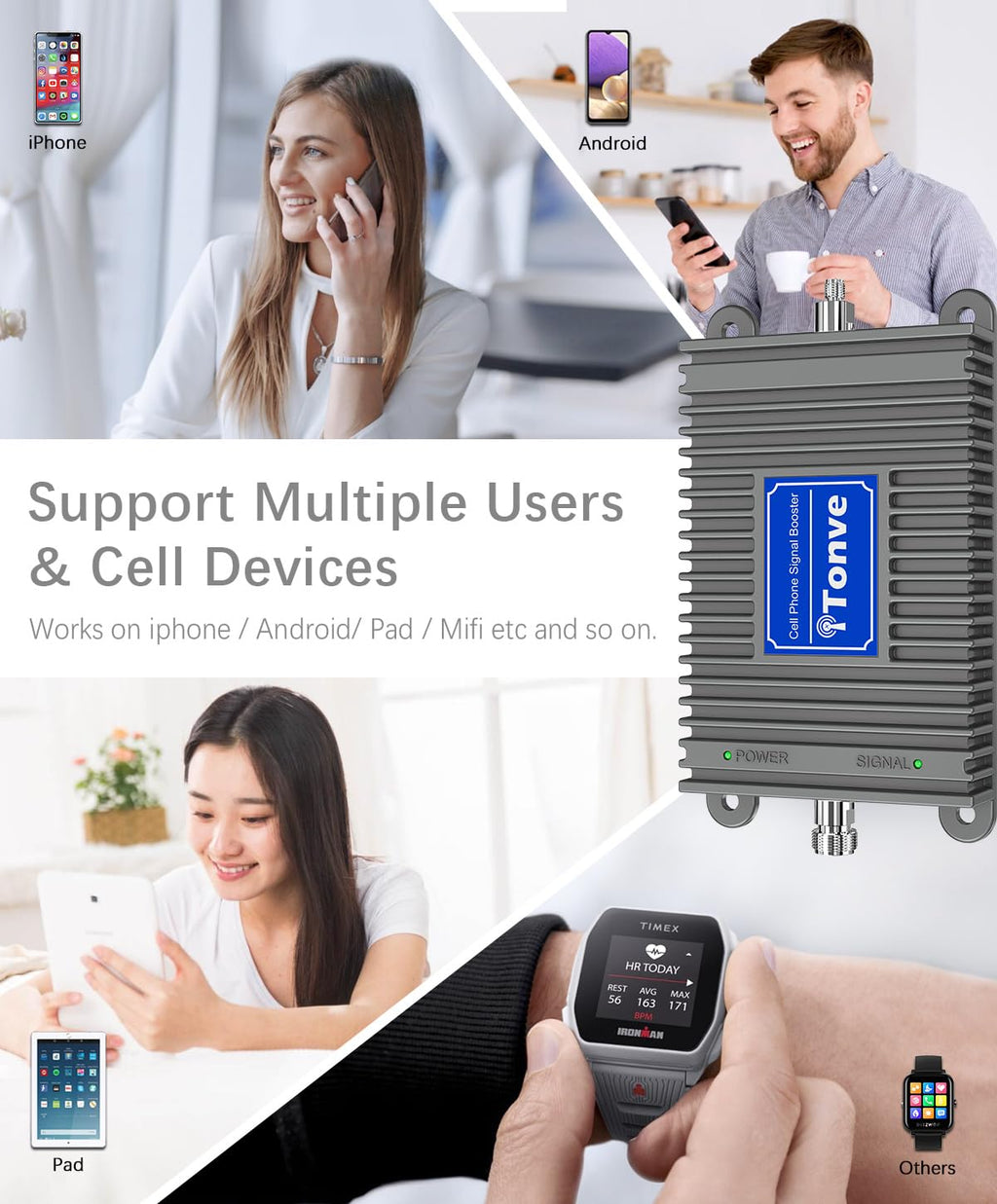 Cell Phone Signal Booster Kit with High Gain Antennas E959392