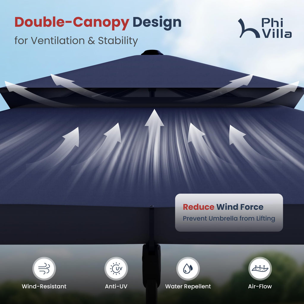9'x12' Navy Cantilever Patio Umbrella with Base R28933