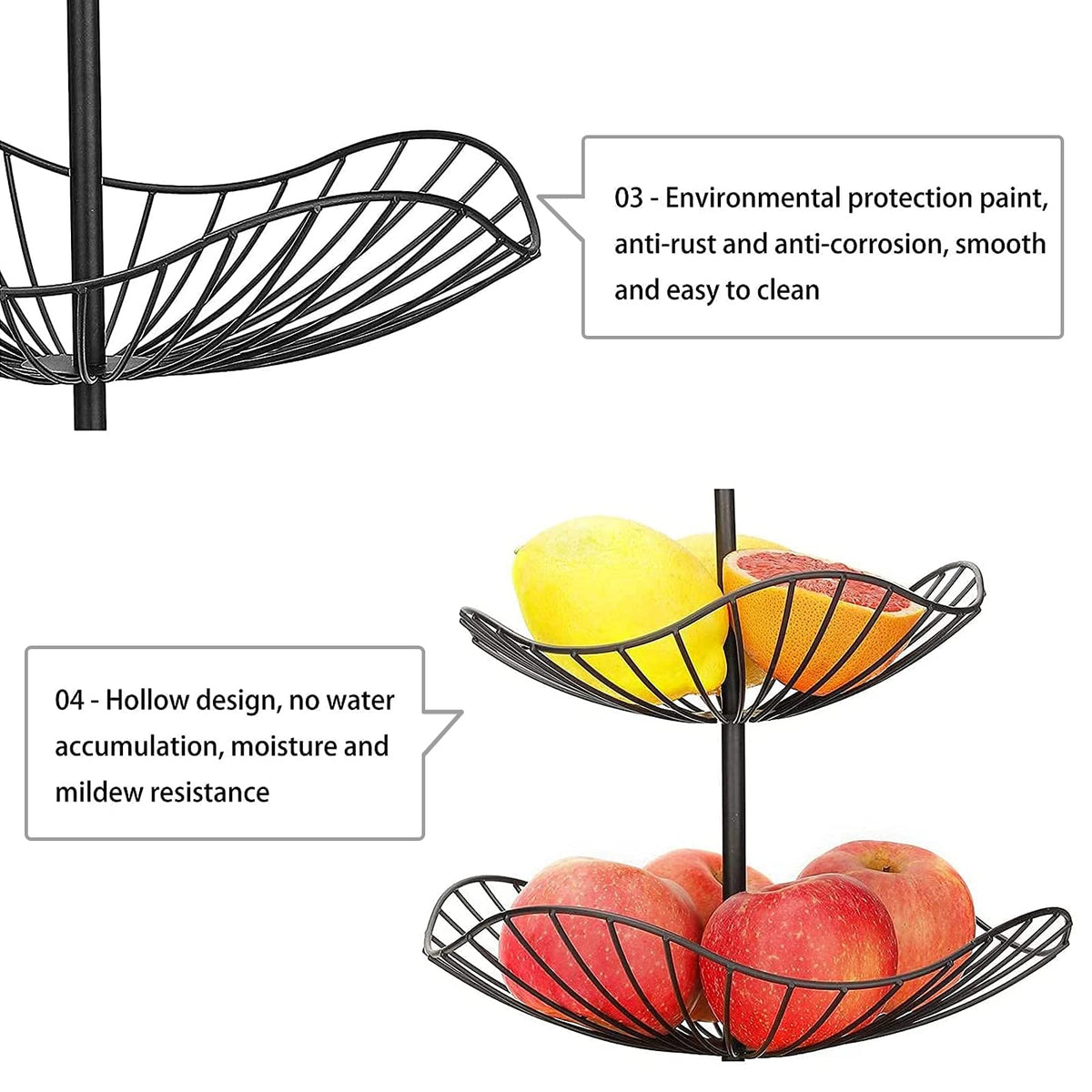 3-Tier Metal Wire Fruit Basket Stand H7673