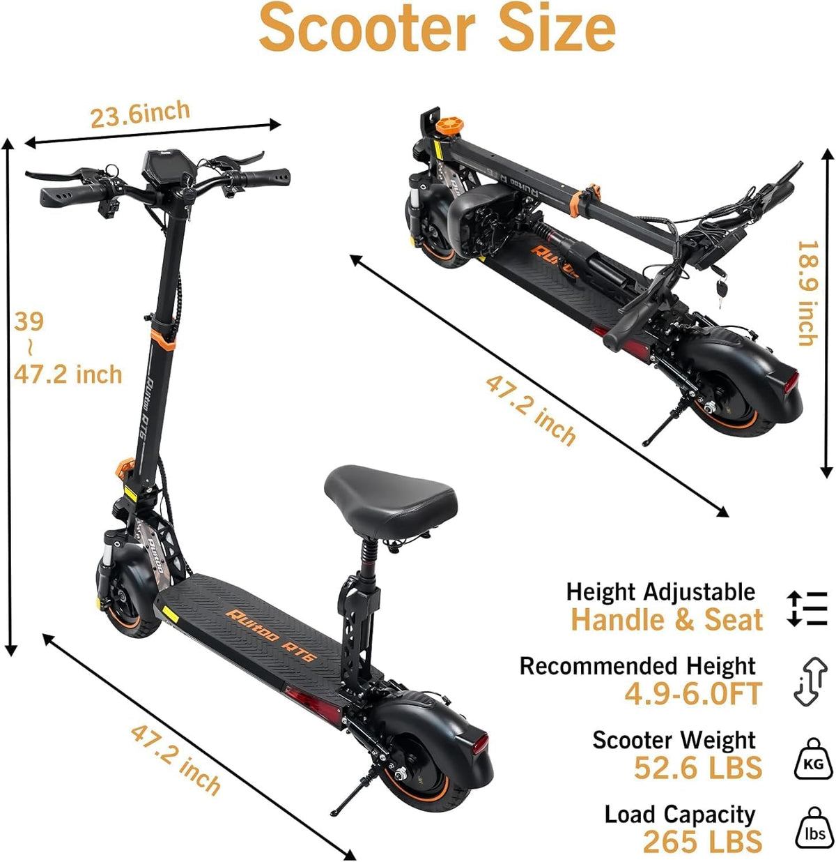 800W 35 Miles 30 MPH 10" Off-Road Folding Electric Scooter M5007