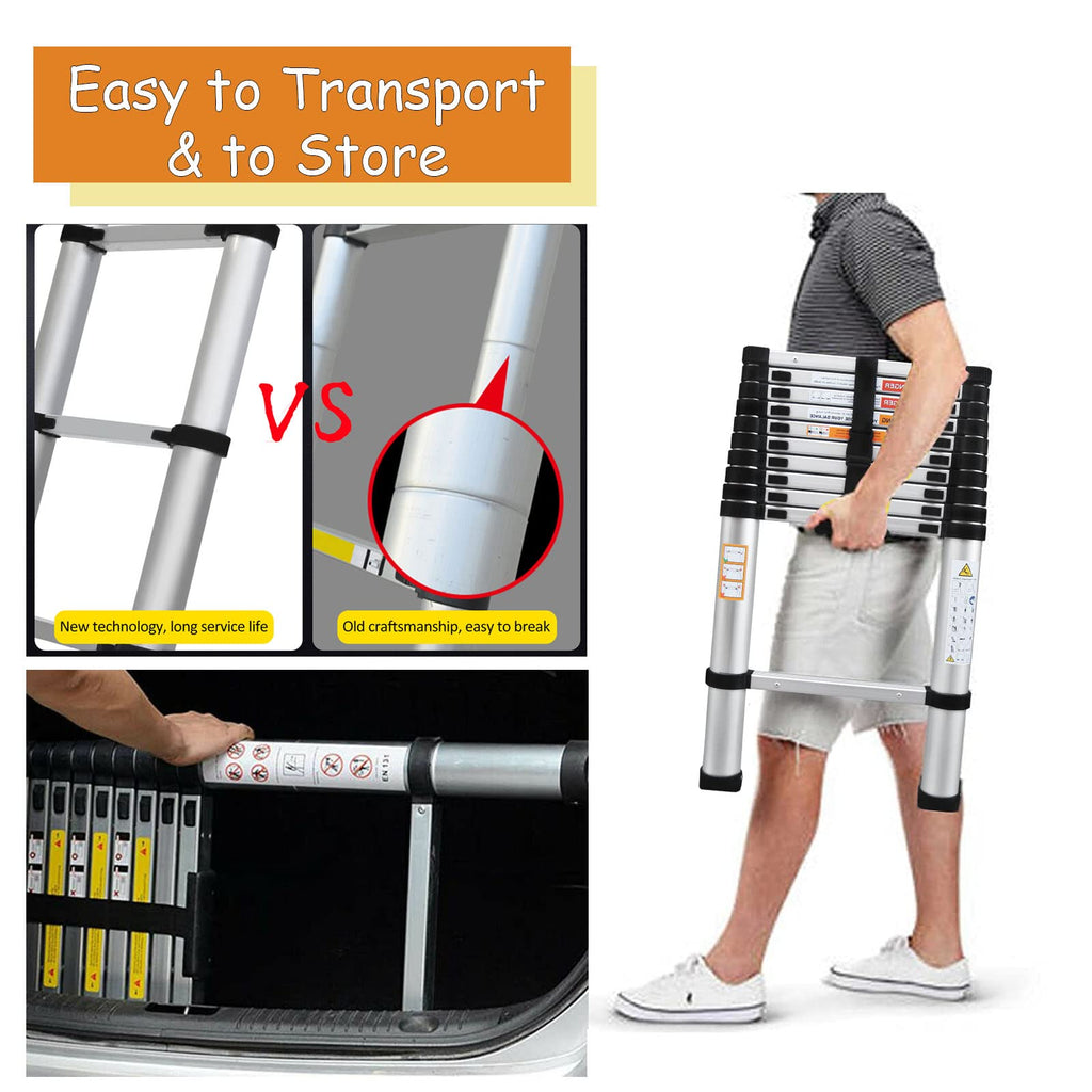 20.3ft Aluminum Telescoping Ladder with Hooks V3653