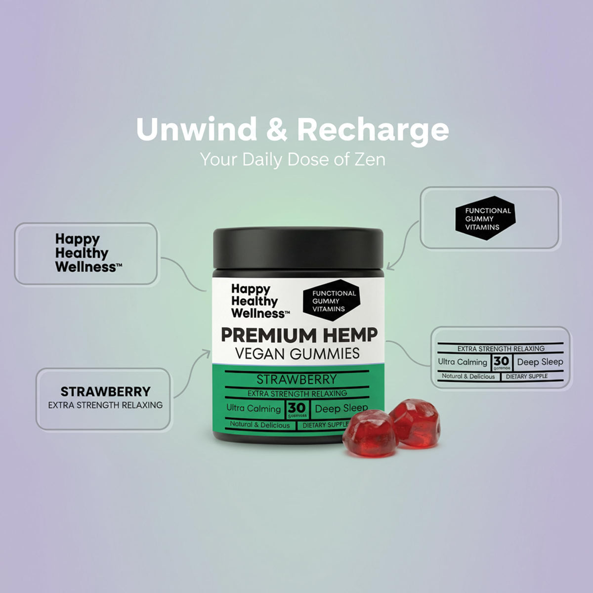 Strawberry Hemp Gummies 60 Count E83675