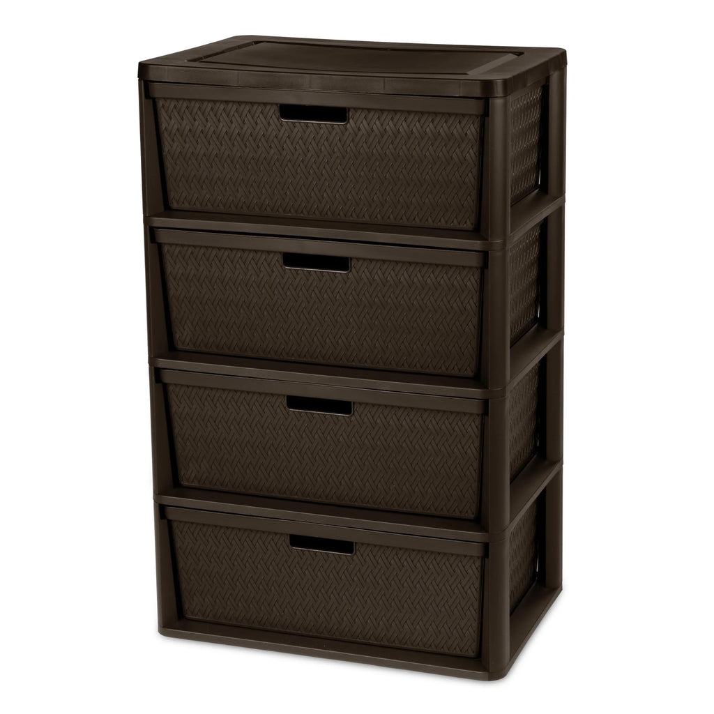 Dark Brown 4 Drawer Plastic Drawer Tower Z33770