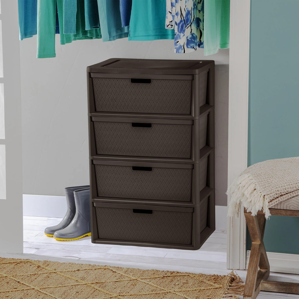 Dark Brown 4 Drawer Plastic Drawer Tower Z33770