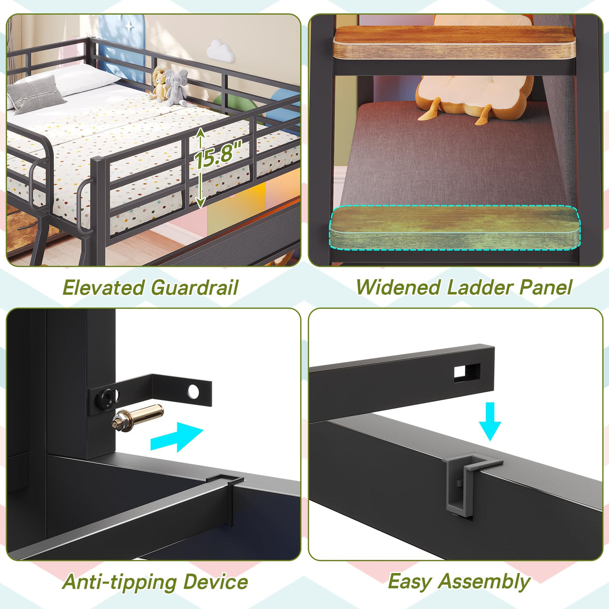 Full Size Low Loft Bed with Desk and 9 Storage Drawers I727776