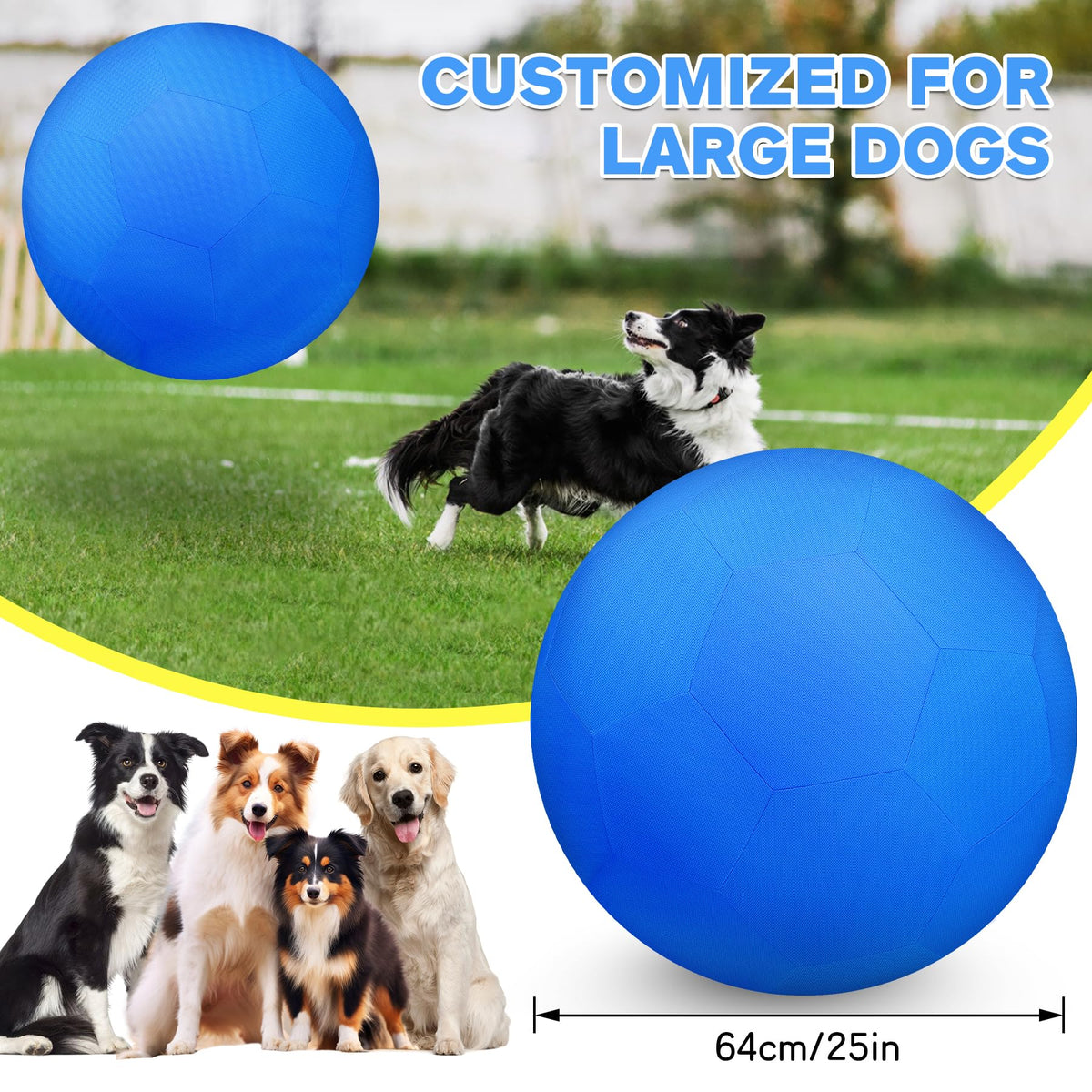 25" Waterproof Durable Dual-Layer Herding Ball for Dogs and Horses (Blue) R771