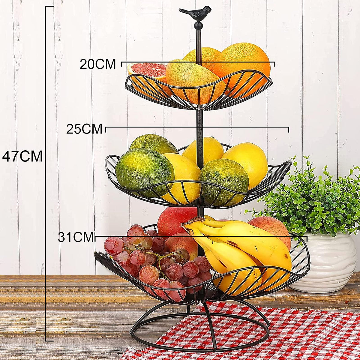 3-Tier Metal Wire Fruit Basket Stand H7673