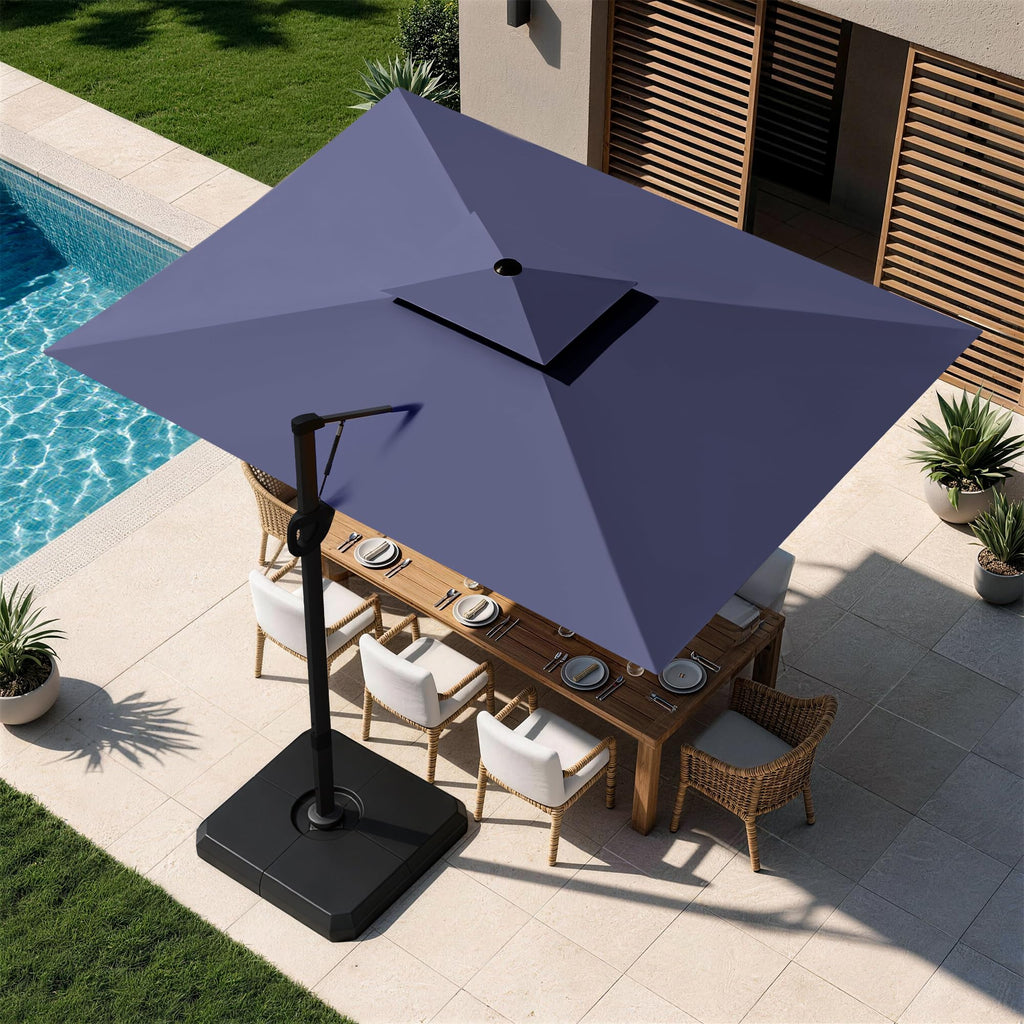 9'x12' Navy Cantilever Patio Umbrella with Base R28933
