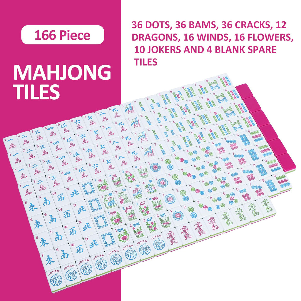 166 Acrylic Engraved Mahjong Tile Set with Carrying Bag G19992