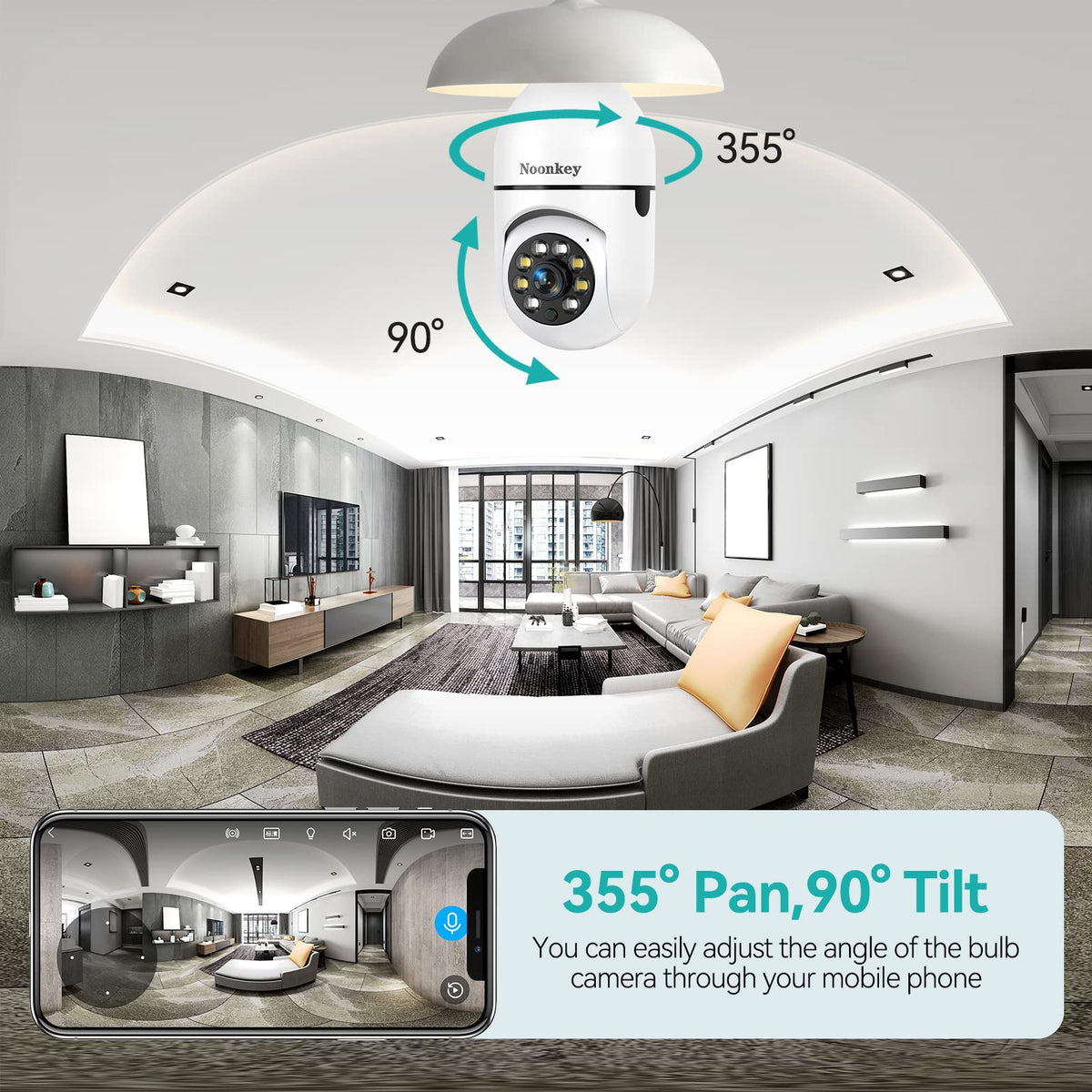 Light Bulb Security Camera 2K 3MP WiFi 360° Color Night Vision Two-Way Talk J687