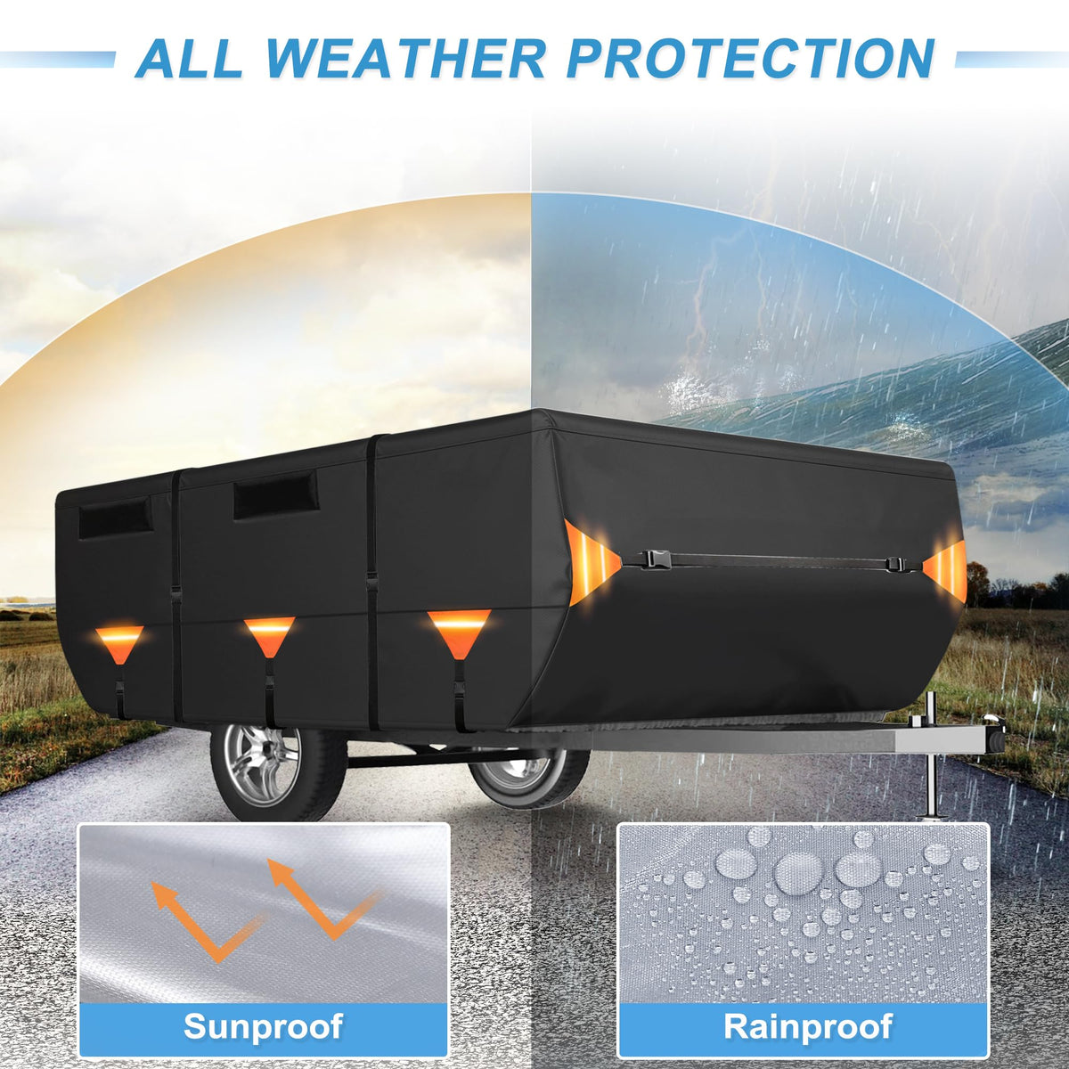 14ft-16ft Heavy Duty Oxford Waterproof Pop-Up Camper Cover Z579658