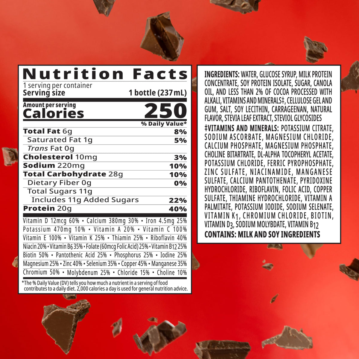 High Protein Nutritional Drink, Chocolate, 8 FL OZ, 12 pk D8085