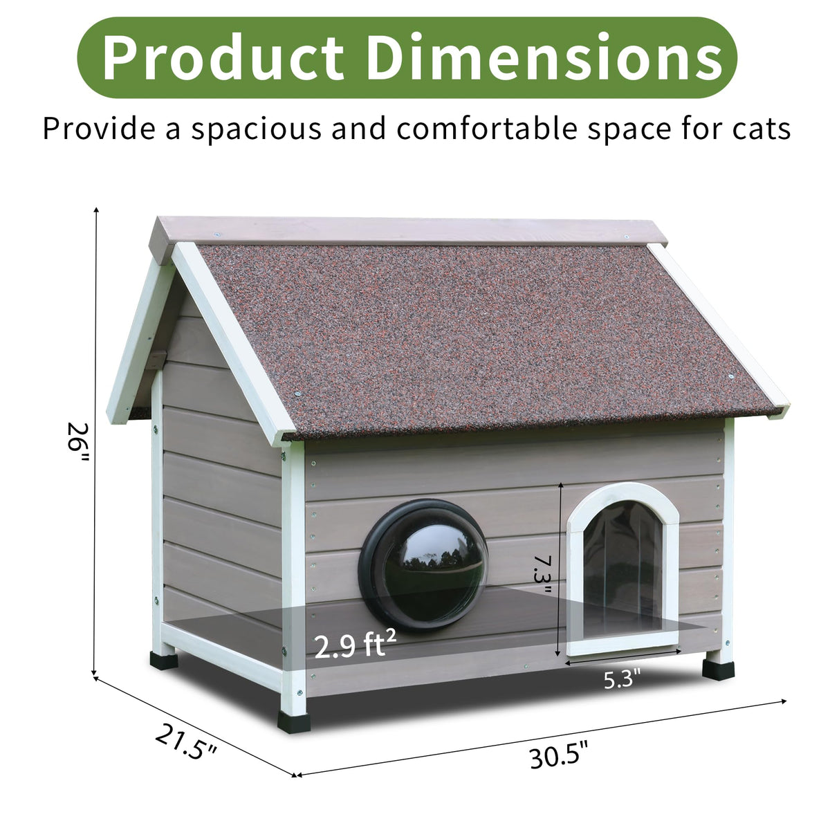 Wooden Elevated Outdoor Cat House Y438119
