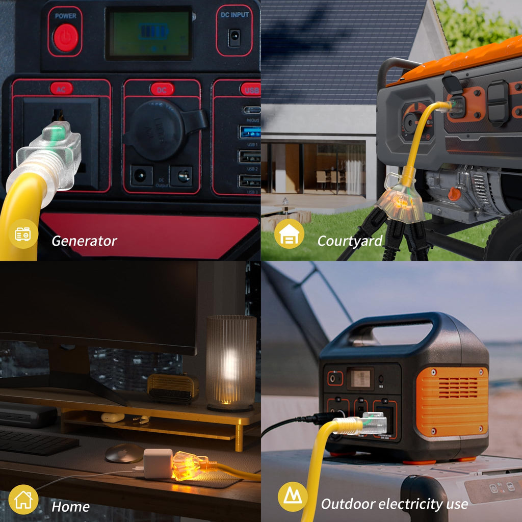 100 FT 12 Gauge Yellow Heavy Duty Outdoor Extension Cord Waterproof G215