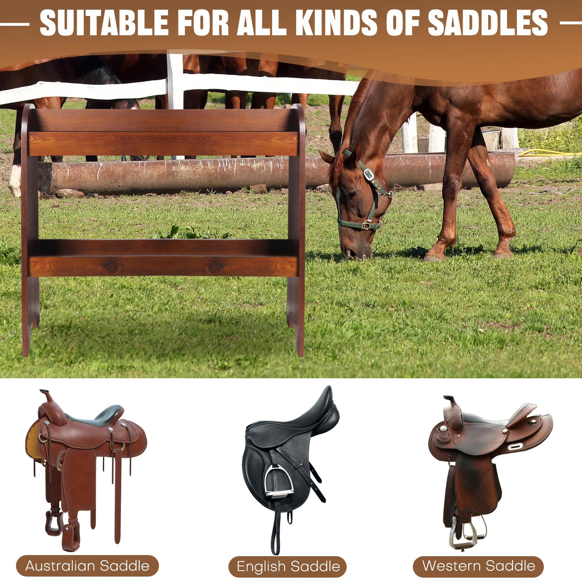 Solid Wood Saddle Rack L9586