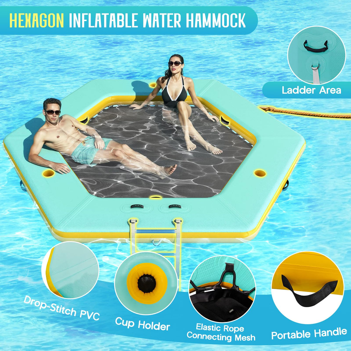 10 FT Hexagon Inflatable Water Hammock E28360