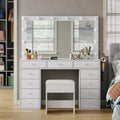 White Vanity Desk with Mirror and Chair L2365
