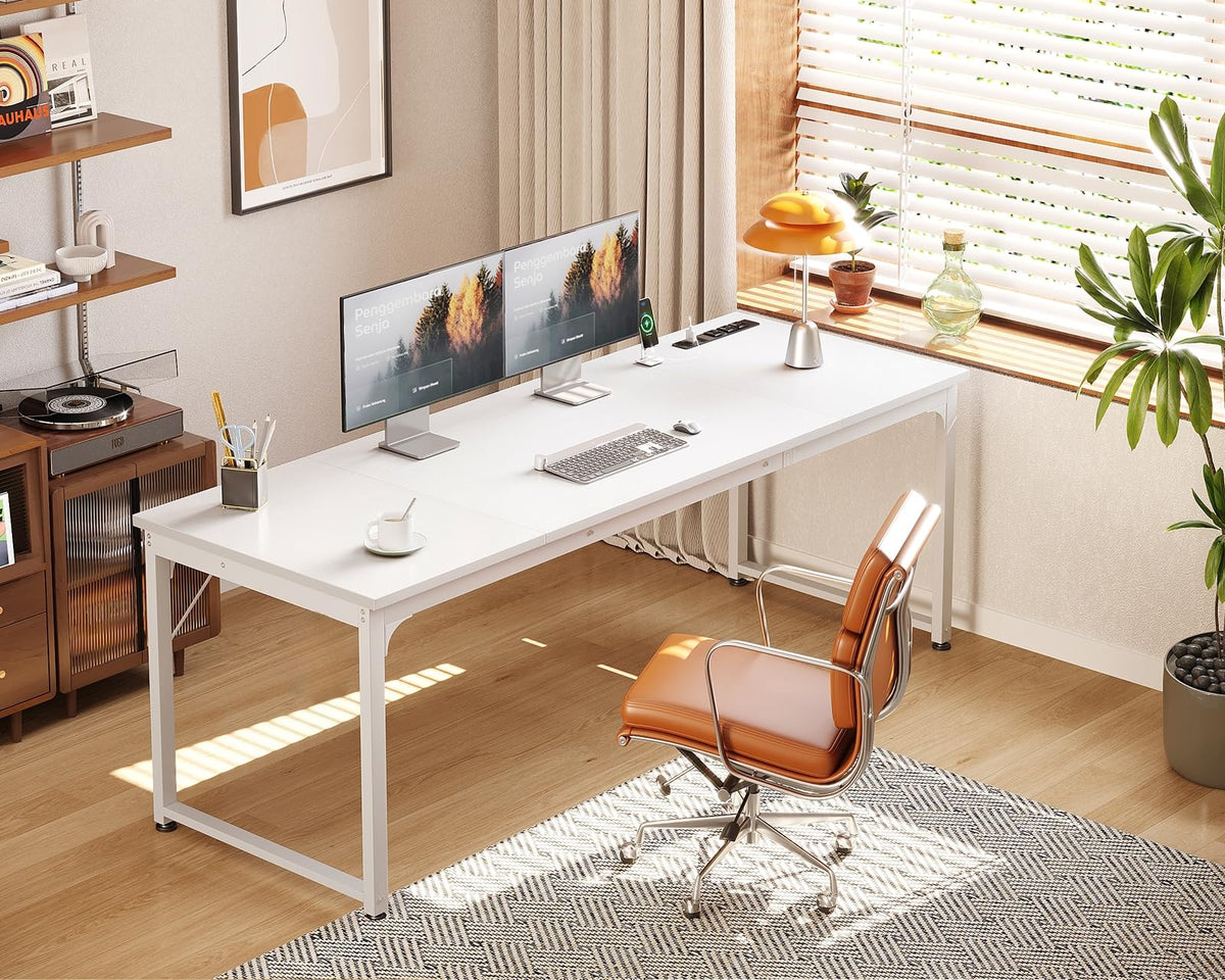 71 Inch White Computer Desk with USB Ports K20562