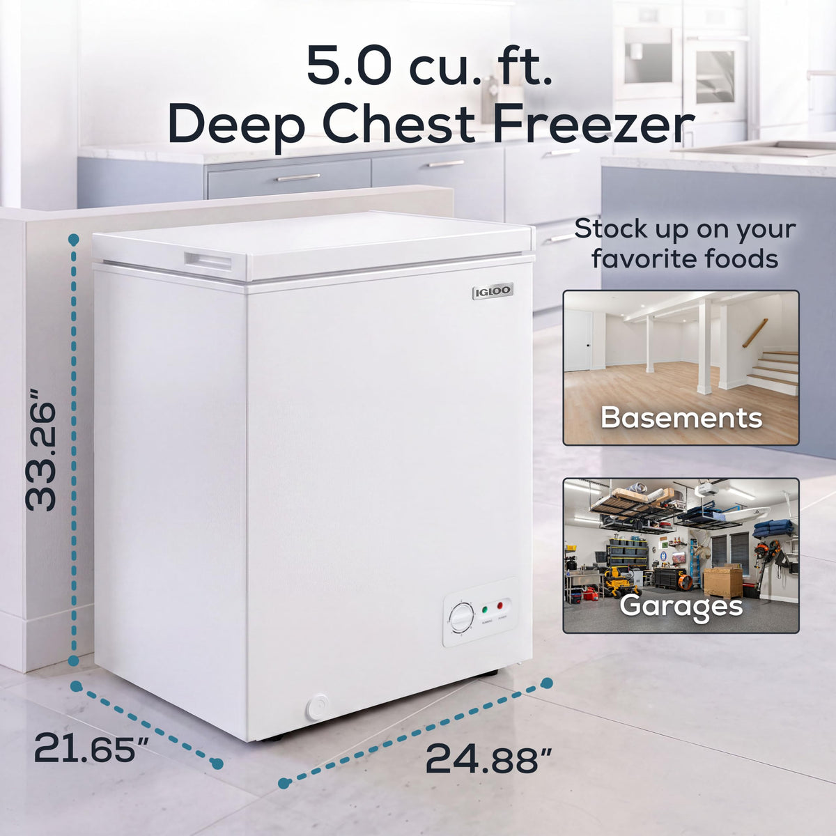 5.0 Cu Ft Upright Deep Freezer with Removable Basket Q27137