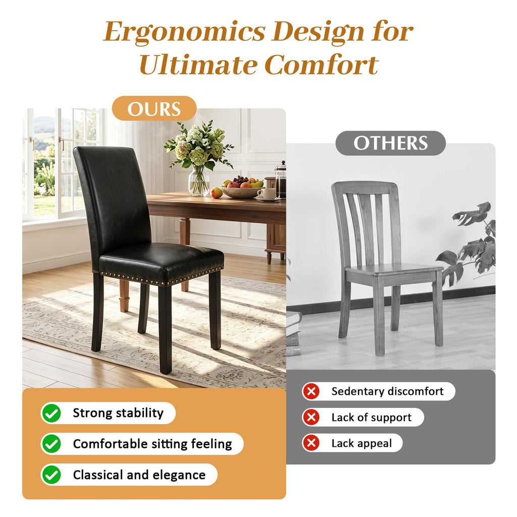 Black PU Leather Dining Chairs Set of 6 C6883