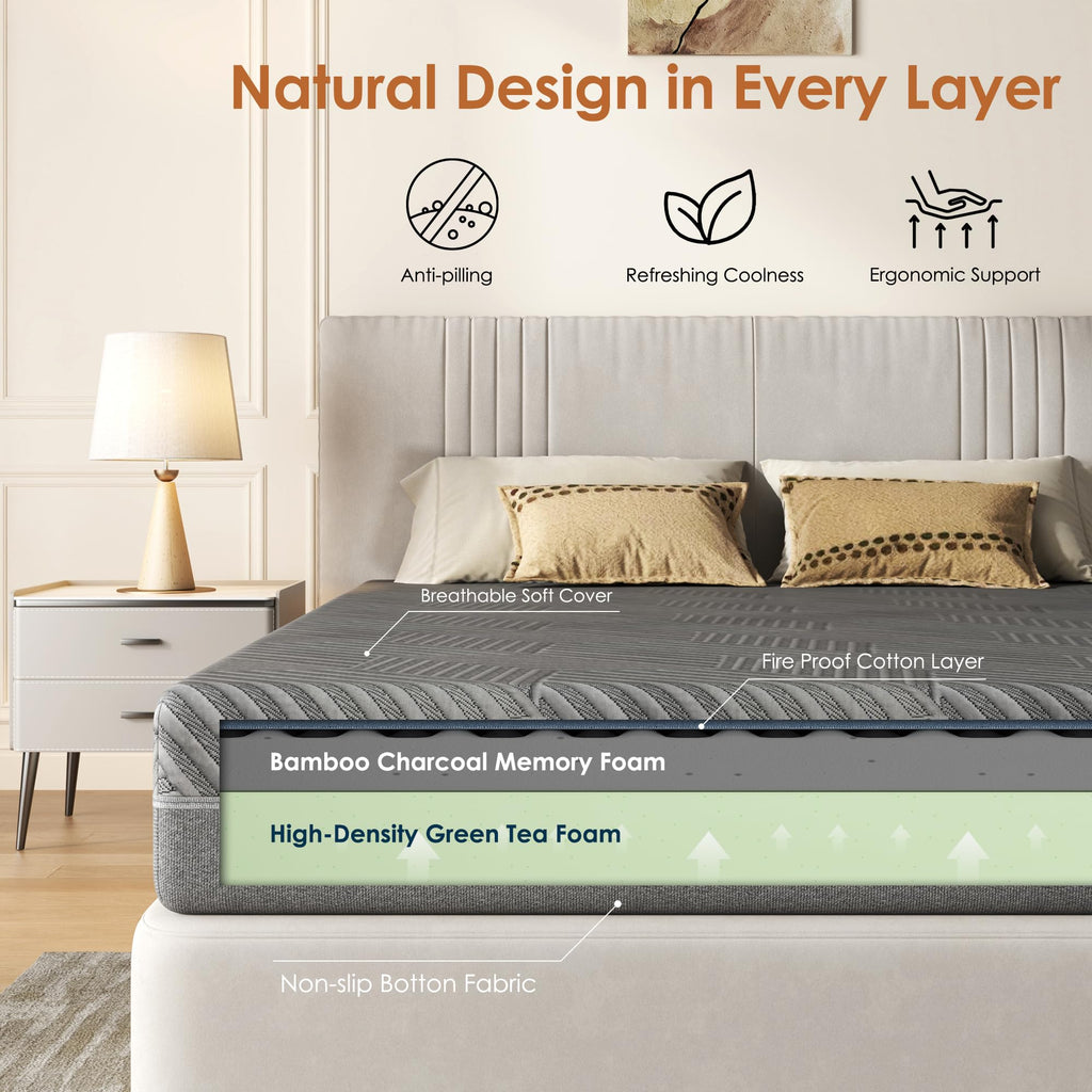 5 inch Bamboo Charcoal Gel Memory Foam Full Size Mattress Y977