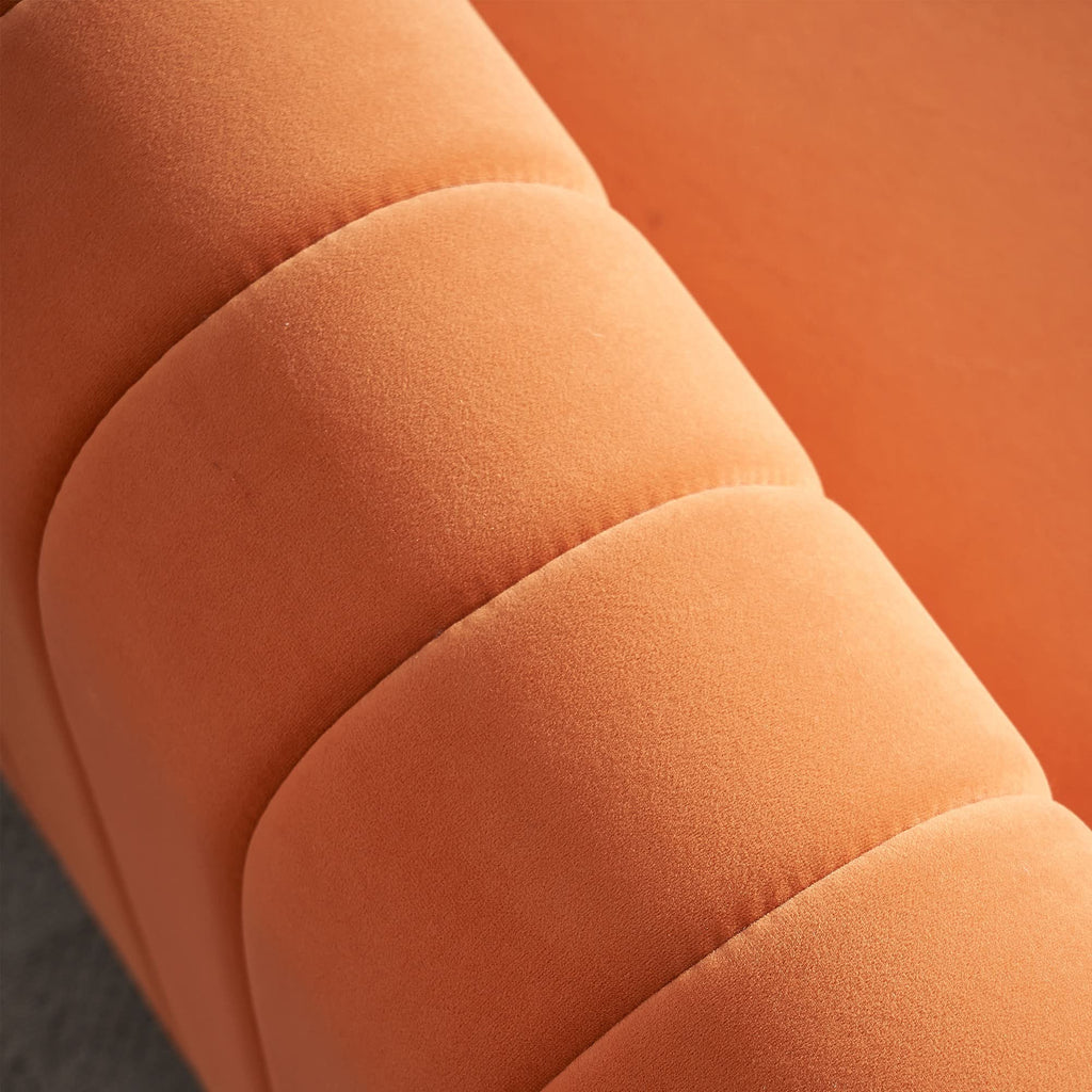 Orange Velvet 3 Seat Sofa U19747