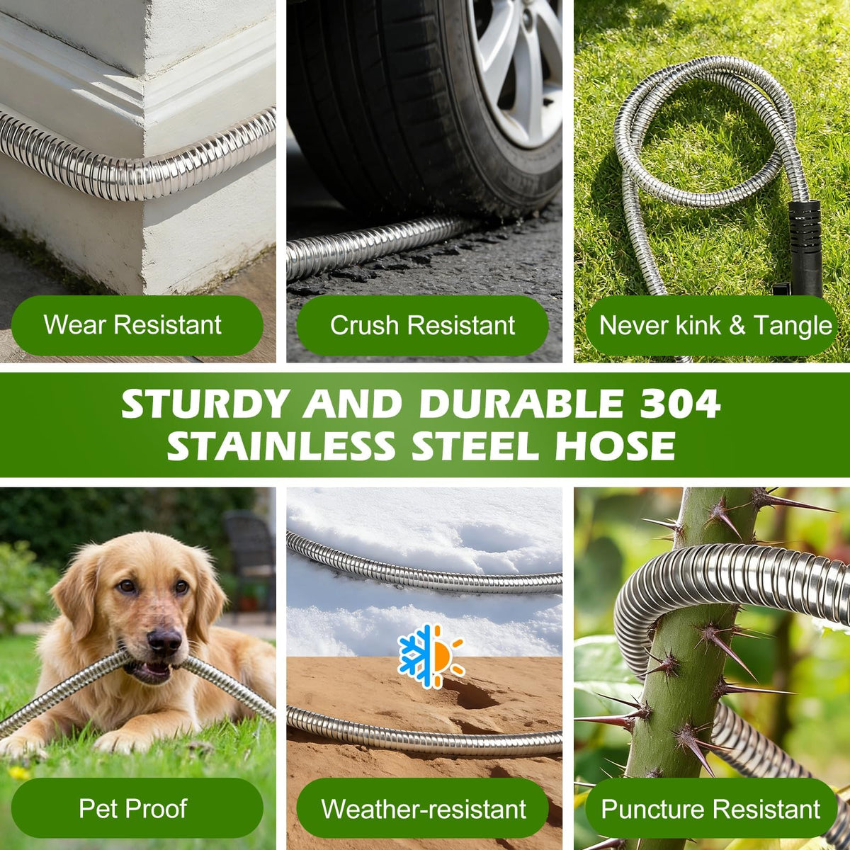 100 ft Stainless Steel Heavy Duty Garden Hose V9901