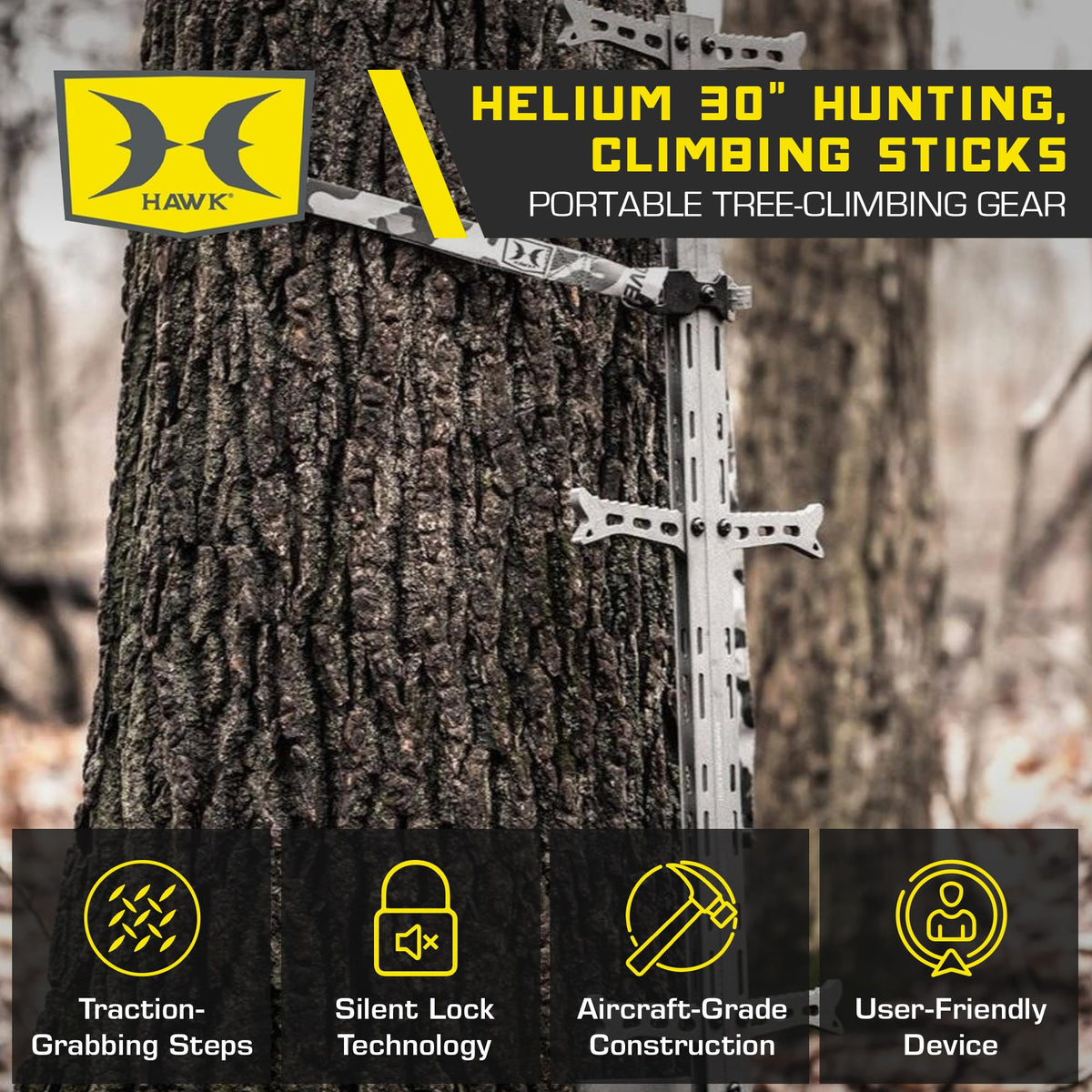 1-Person Tree Stand Platform & Set of 3 Climbing Sticks with Fold-Up Steps W472275