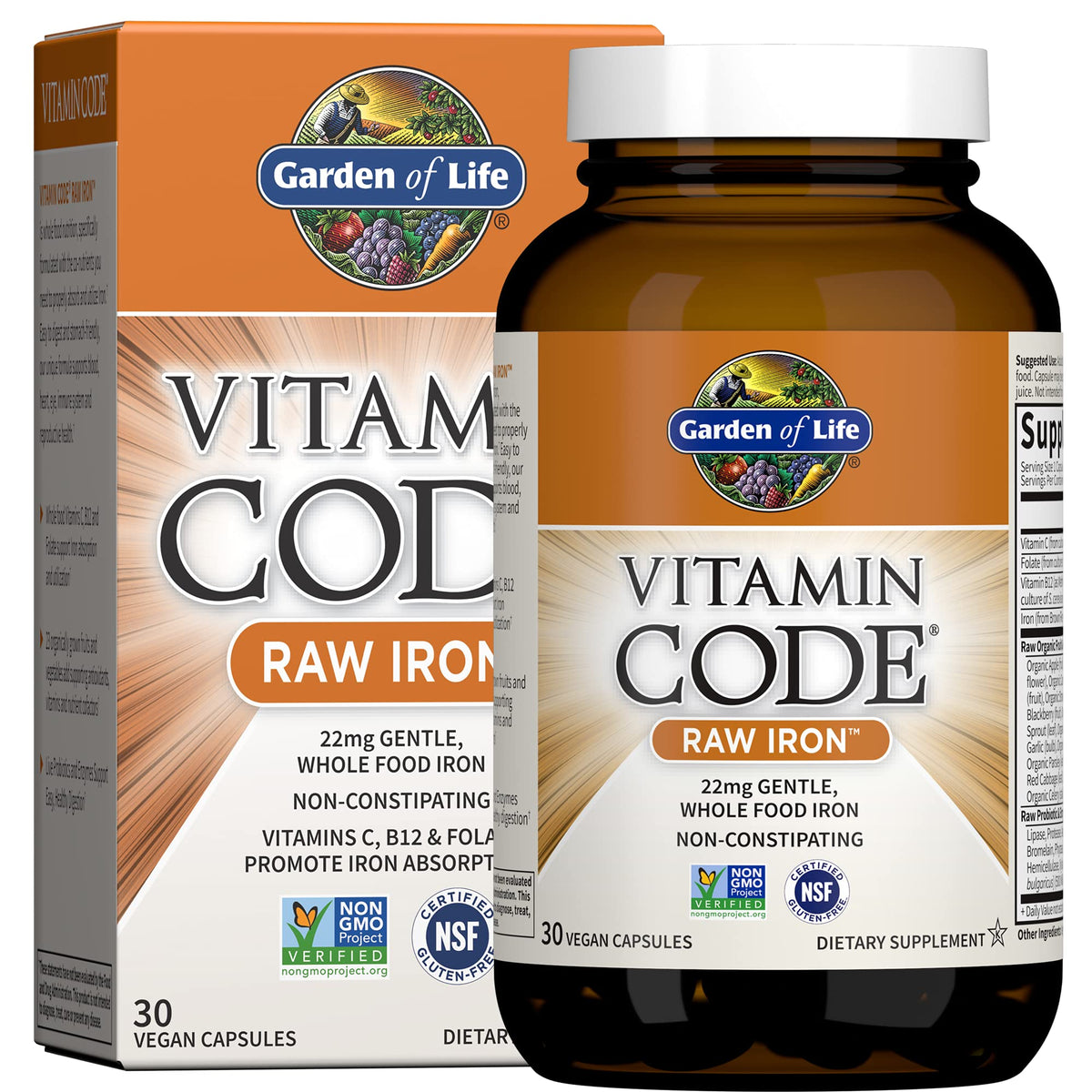 Vitamin Code Raw Iron Supplement, 30 Capsules R783