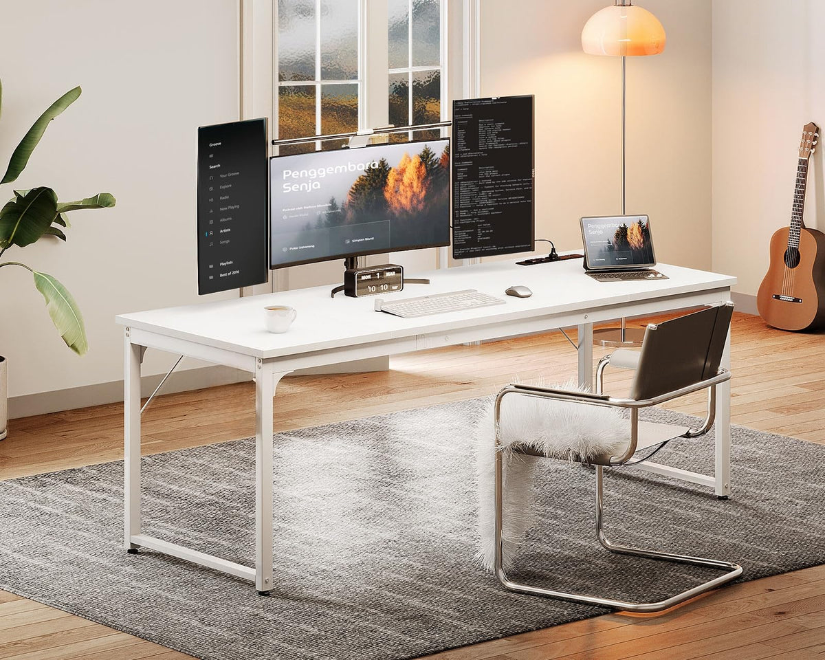 71 Inch White Computer Desk with USB Ports K20562