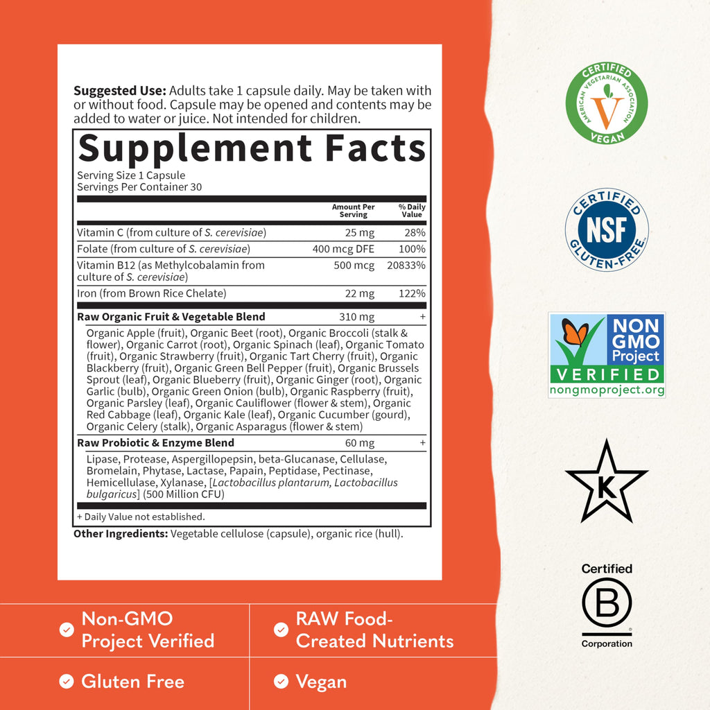 Vitamin Code Raw Iron Supplement, 30 Capsules R783