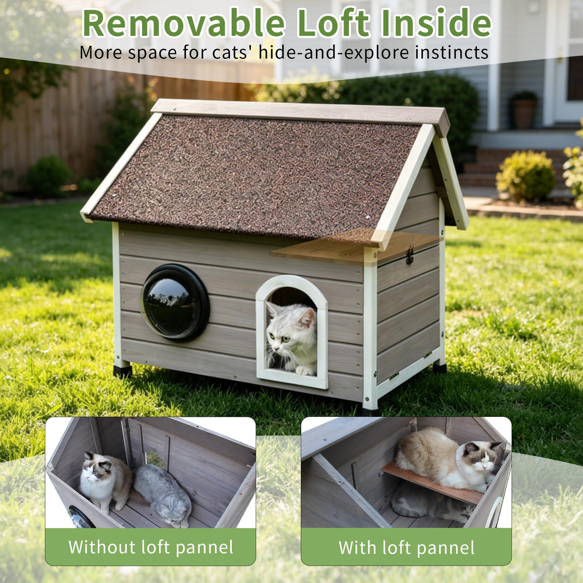 Wooden Elevated Outdoor Cat House Y438119