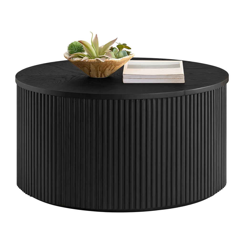 Black Fluted Round Coffee Table U78765