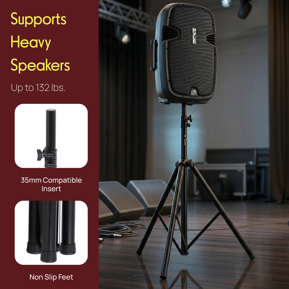 Black Dual Speaker Stand Kit with Storage Bag D867