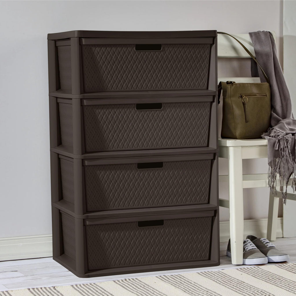 Dark Brown 4 Drawer Plastic Drawer Tower Z33770