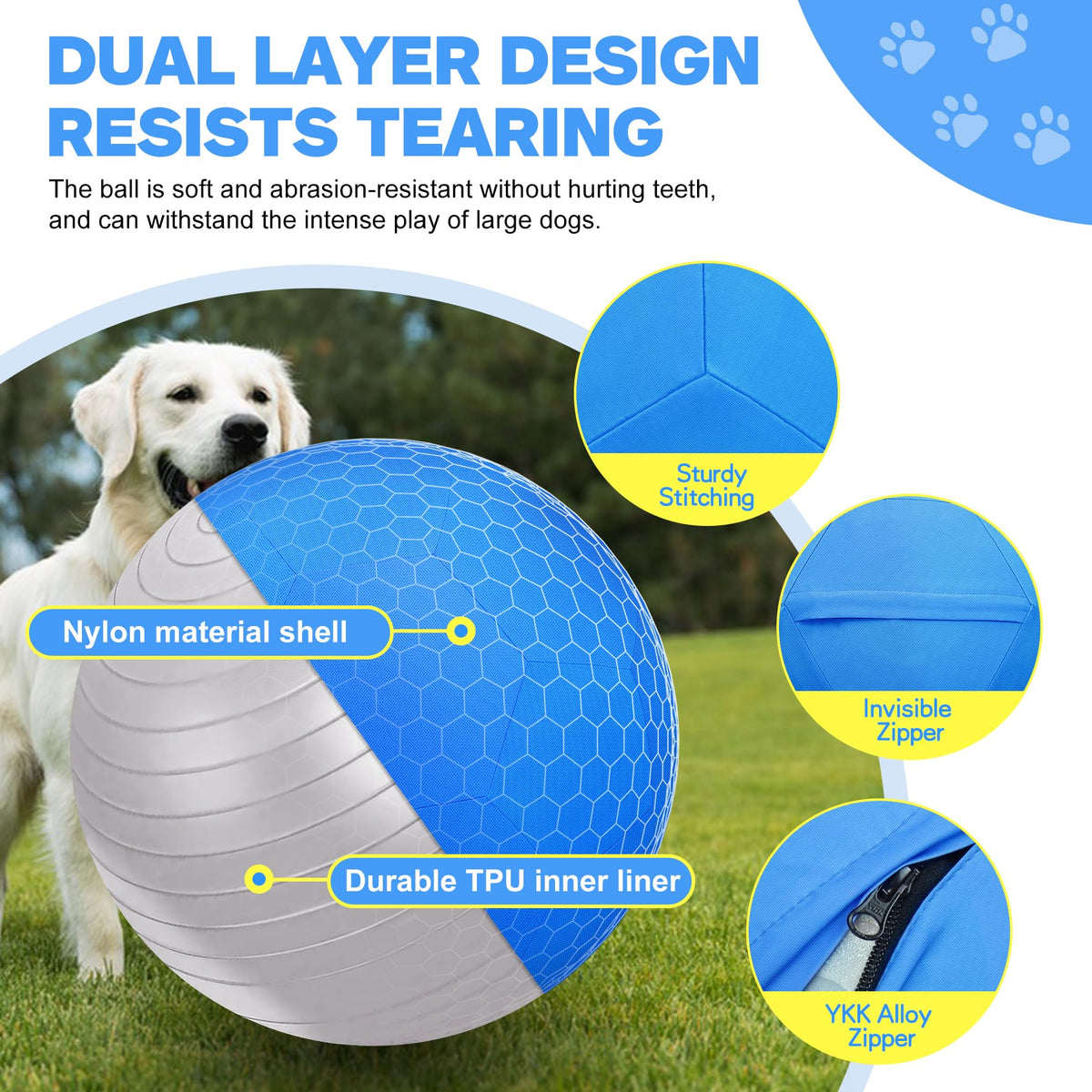 25" Waterproof Durable Dual-Layer Herding Ball for Dogs and Horses (Blue) R771