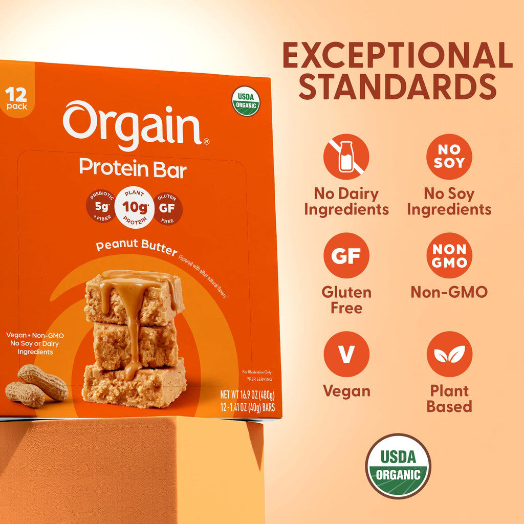 Organic Vegan 10g Protein Bars Peanut Butter 12 Pk U798