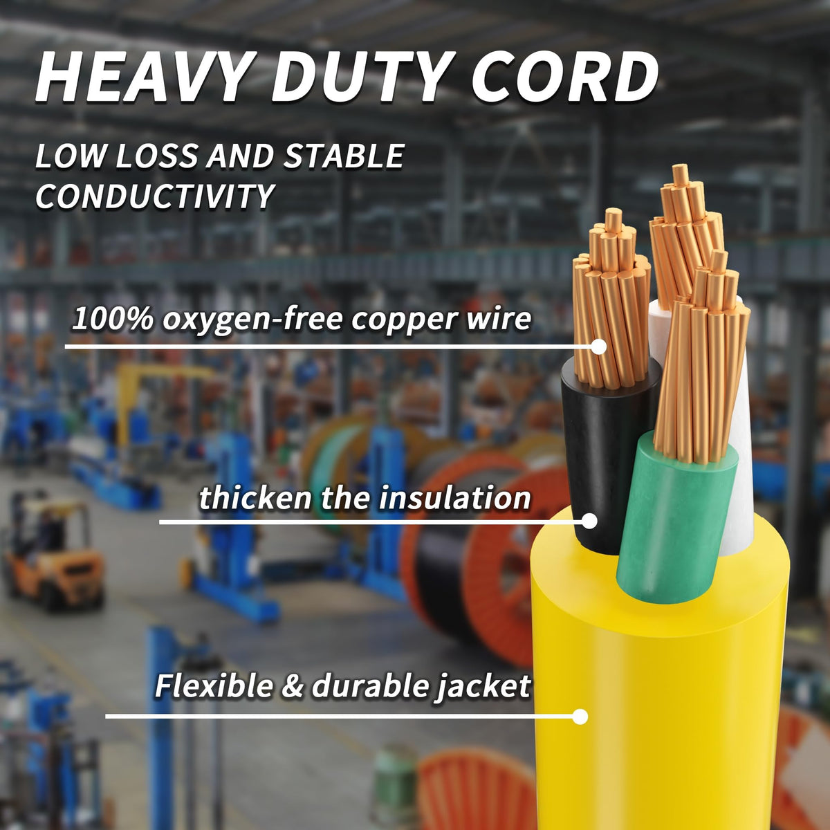 100 FT 12 Gauge Yellow Heavy Duty Outdoor Extension Cord Waterproof G215