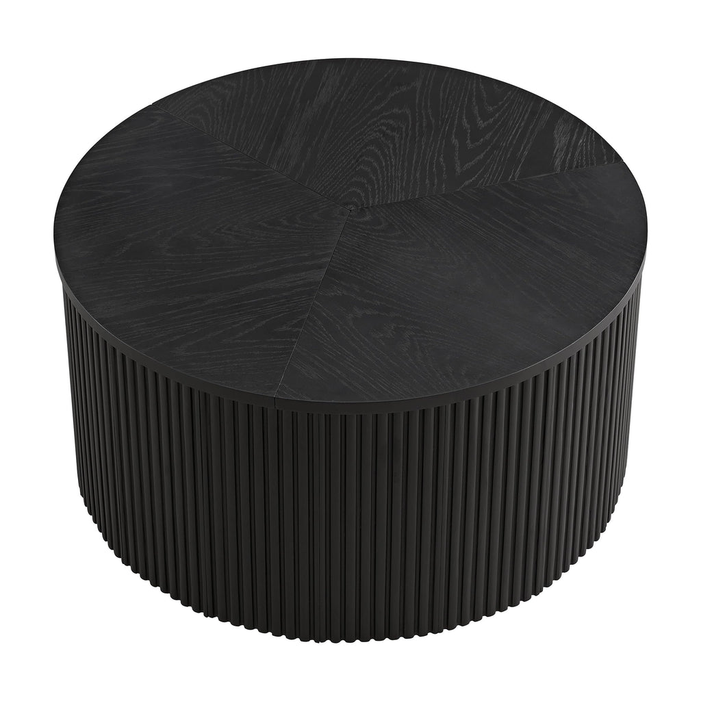 Black Fluted Round Coffee Table U78765