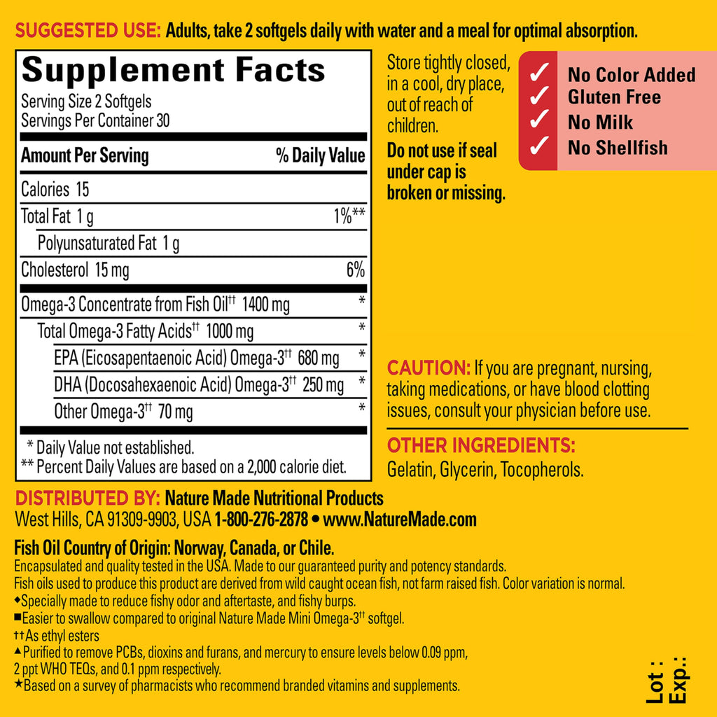 Fish Oil Omega 3 1400 mg Minis 60 Softgels C94541