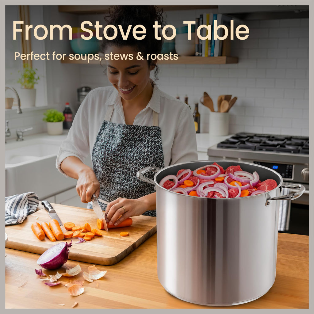 16 Quart Stainless Steel Stockpot with Tempered Glass Lid T921