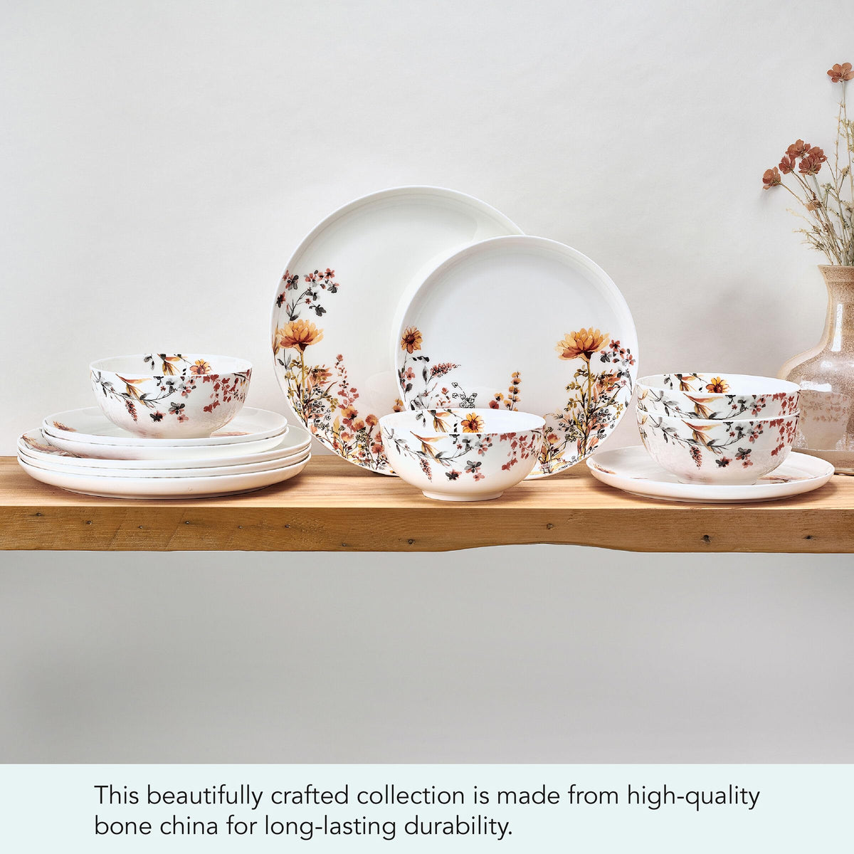 12 Piece Floral Bone China Dinnerware Set G9642