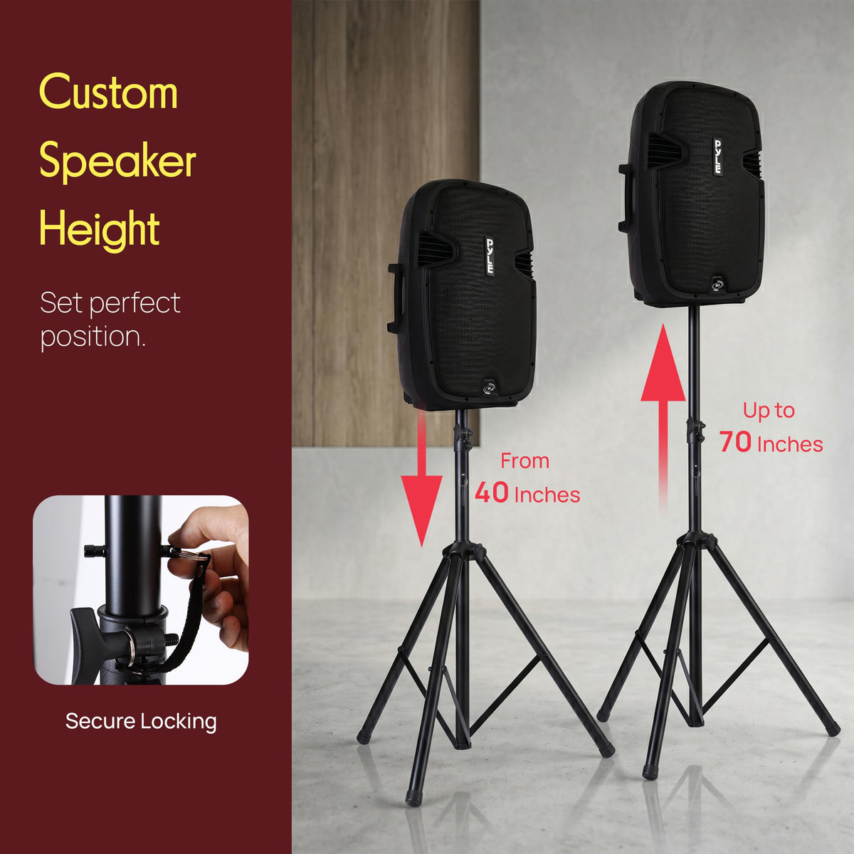 Black Dual Speaker Stand Kit with Storage Bag D867