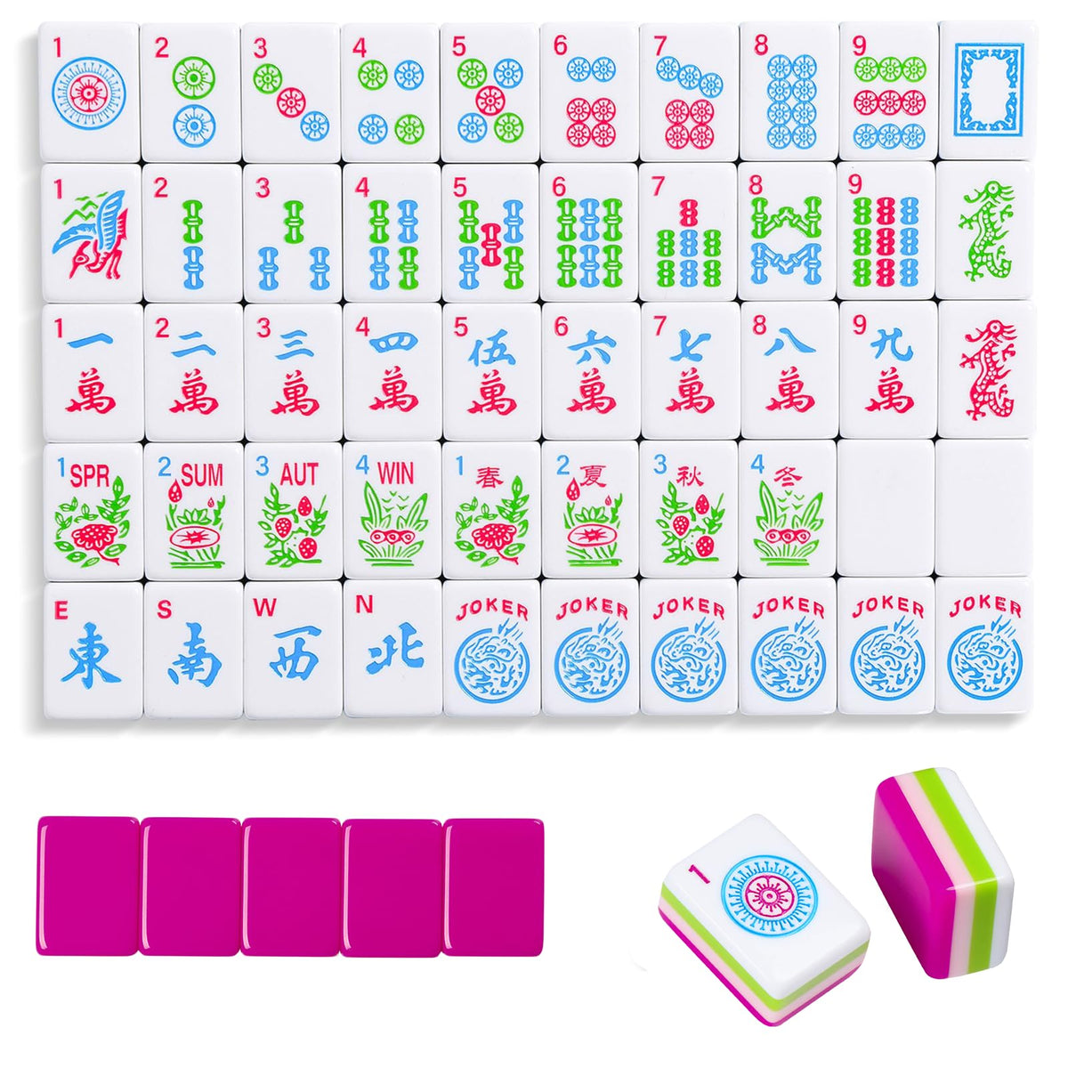 166 Acrylic Engraved Mahjong Tile Set with Carrying Bag G19992