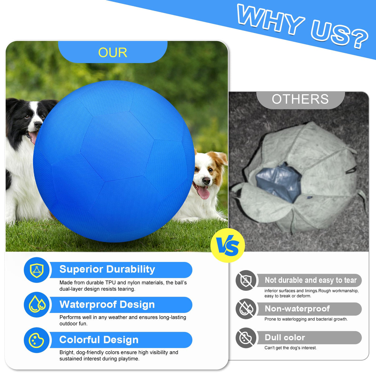 25" Waterproof Durable Dual-Layer Herding Ball for Dogs and Horses (Blue) R771